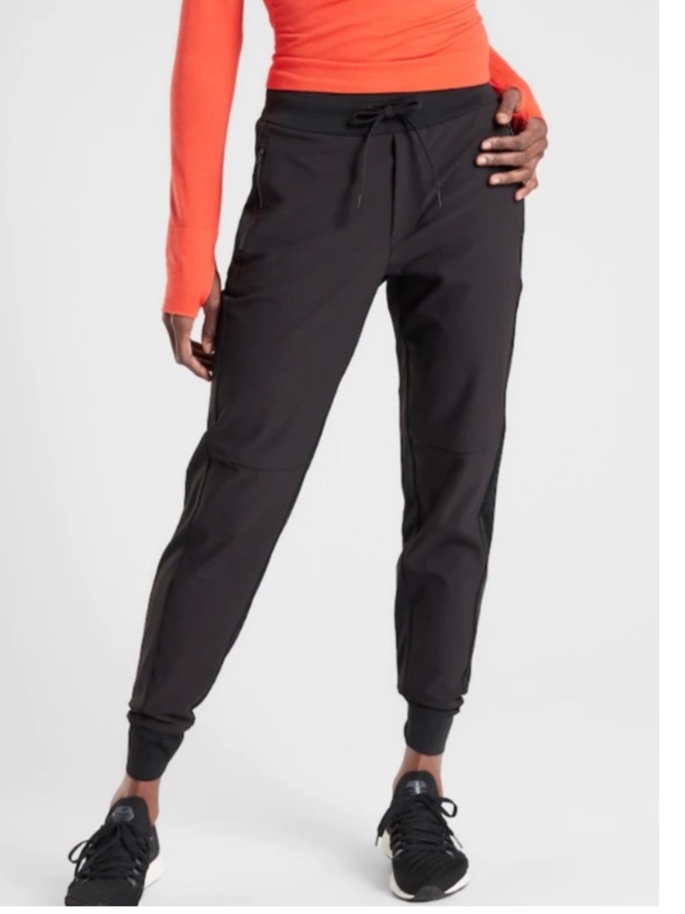 Athleta plus size Black Drawstring Jogger Pants with Cuffed Ankles